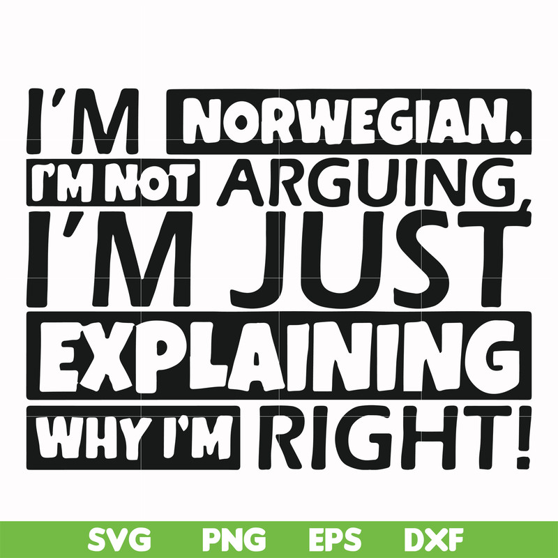 FN000562-I'm Norwegian I'm not arguing I'm just explaining why I'm right! svg, png, dxf, eps file FN000562.jpg