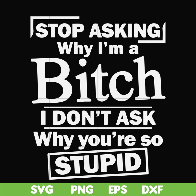 FN000463-Stop asking why I'm a bitch I don't ask why you're so stupid svg, png, dxf, eps file FN000463.jpg