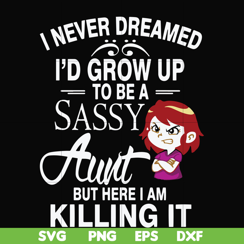 FN000695-I never dreamed I'd grow up to be a sassy aunt but here I am killing it svg, png, dxf, eps file FN000695.jpg
