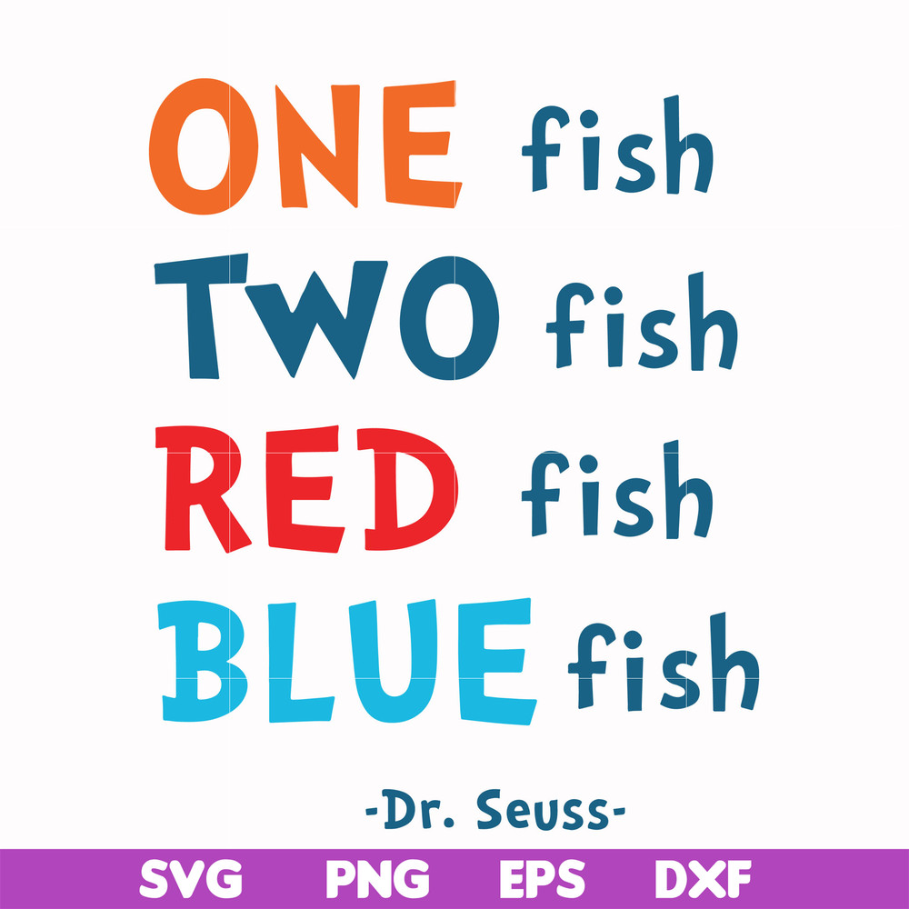 DR00089-One fish two fish red fish blue fish svg, png, dxf, eps file DR00089.jpg