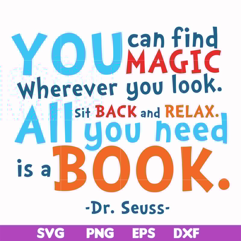 DR00097-You can find magic wherever you look all you need sit back and relax all you need is a book svg, png, dxf, eps file DR00097.jpg