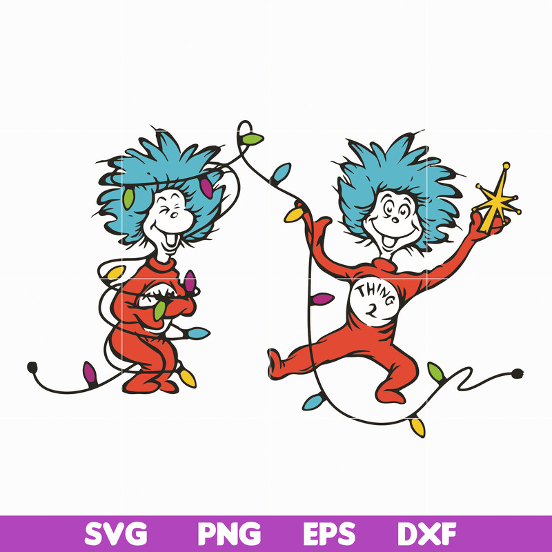 DR05012121-Dr seuss Christmas Thing Lights, Thing 1 Thing 2 svg, dr svg, png, dxf, eps file DR05012121.jpg