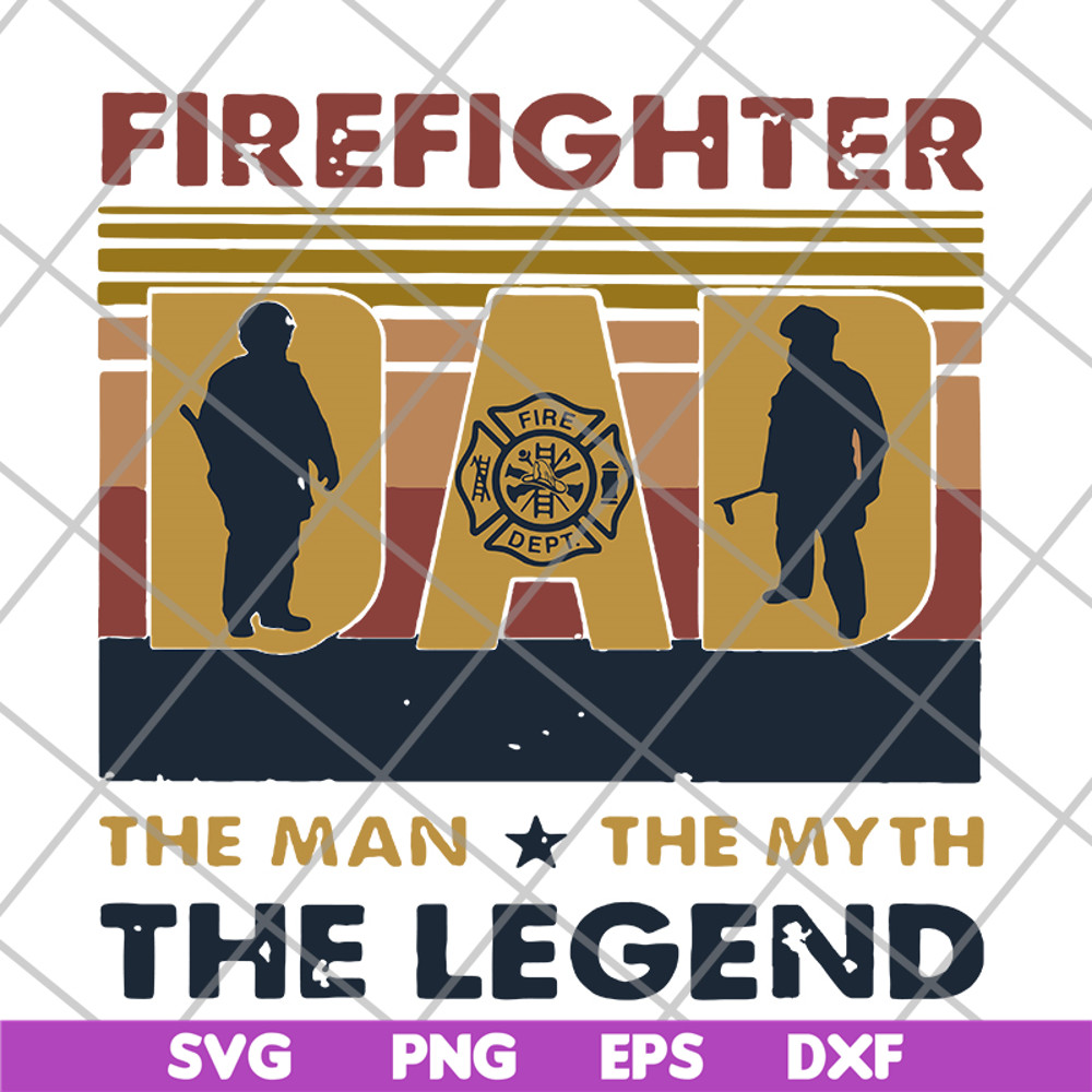 FTD03062109-Firefighter Dad The Man The Myth The Legend Happy Father'S Day Vintage Retro svg, png, dxf, eps digital file FTD03062109.jpg