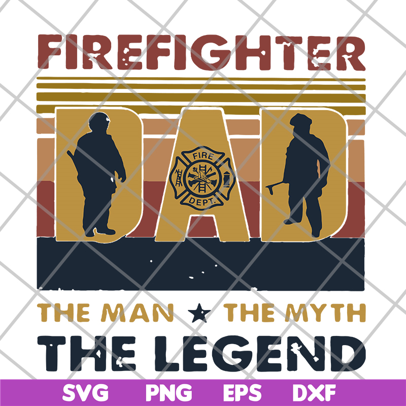 FTD03062109-Firefighter Dad The Man The Myth The Legend Happy Father'S Day Vintage Retro svg, png, dxf, eps digital file FTD03062109.jpg