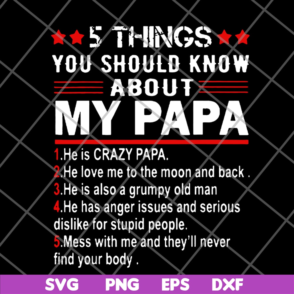 FTD09062113- Great 5 things you should know about my papa Father Day svg, png, dxf, eps digital file FTD09062113.jpg