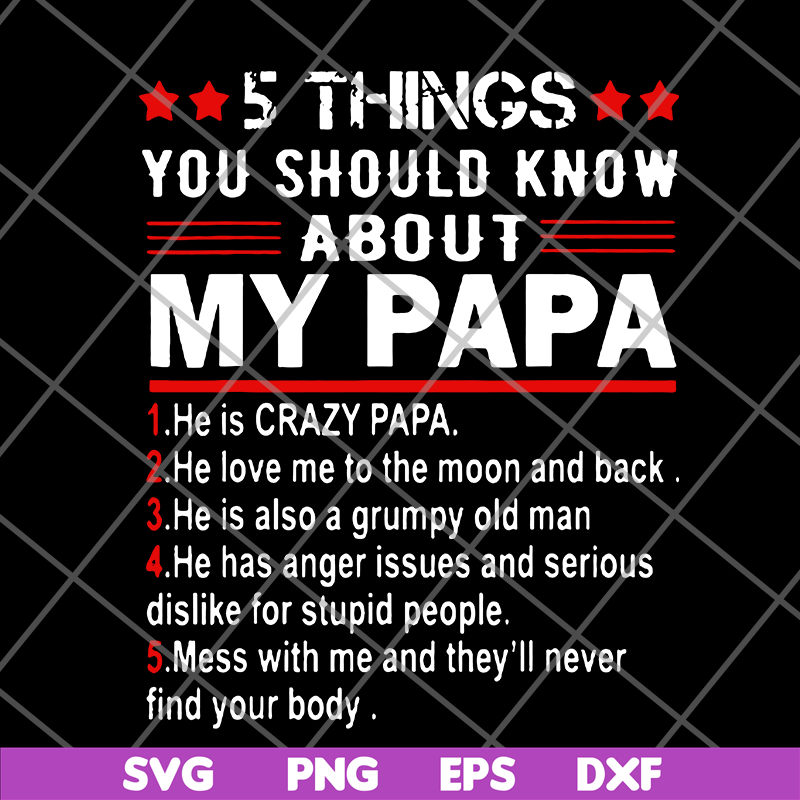 FTD09062113- Great 5 things you should know about my papa Father Day svg, png, dxf, eps digital file FTD09062113.jpg