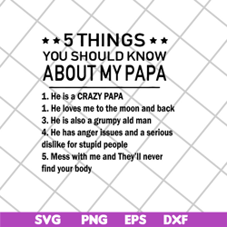 5 thing you should know about my papa svg, mother's day svg, eps, png, dxf digital file mtd27042115