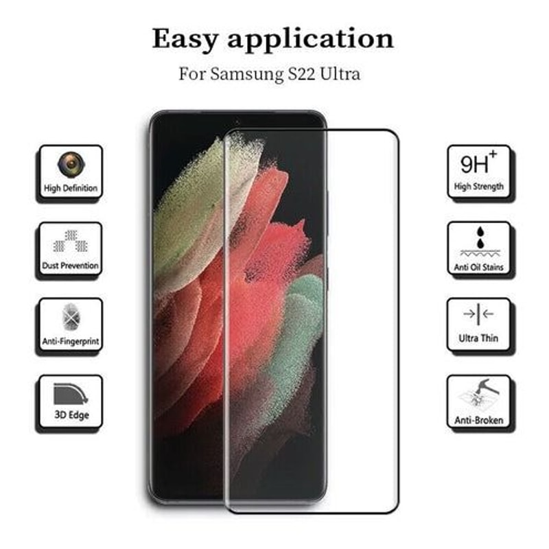 Samsung Galaxy S22 S23 Ultra Tempered Glass Screen Protector CaseFriendly Fingerprint Retention 3