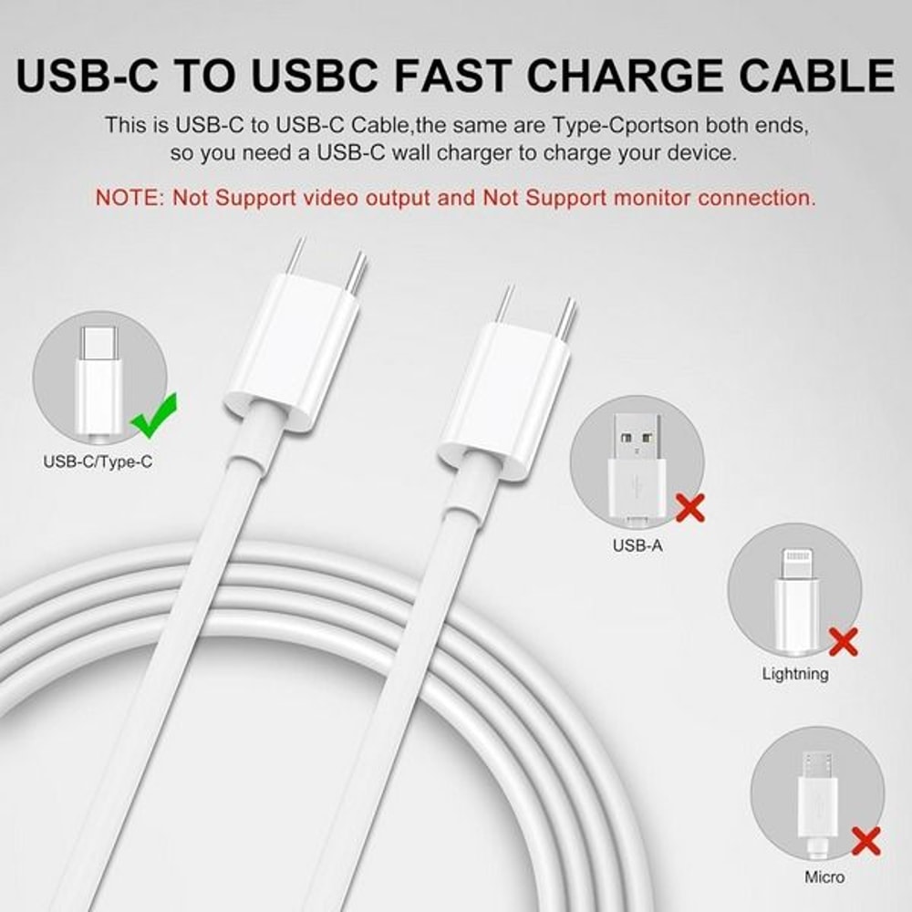 Fast Charging USBC To USBC Cable HighSpeed 60W Charger Cord 6