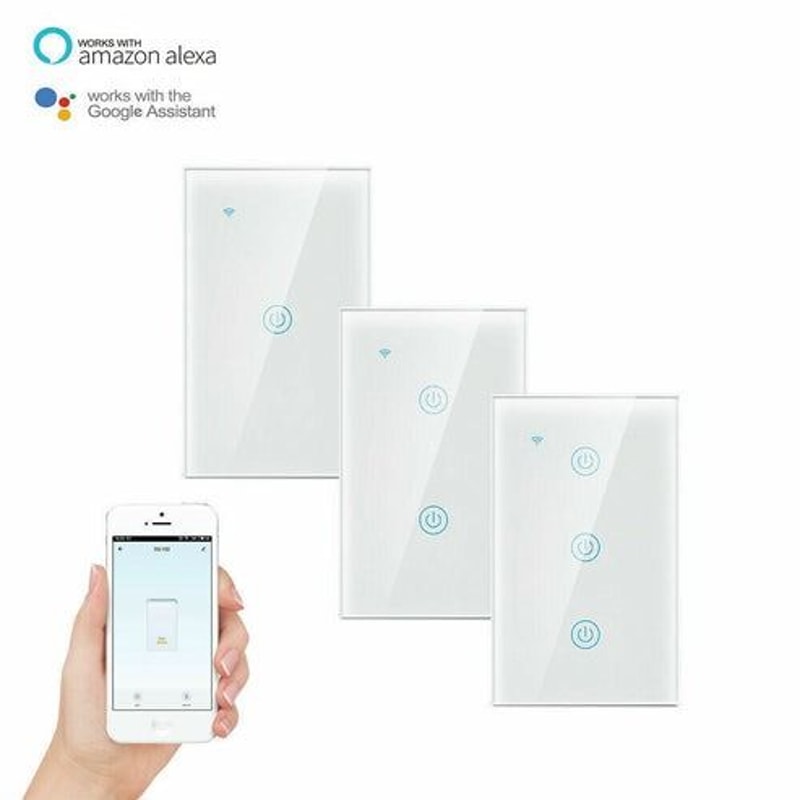 Smart Wall Touch Light Switch For Alexa Google WiFi Enabled Glass Panel Voice Control Remote Contro
