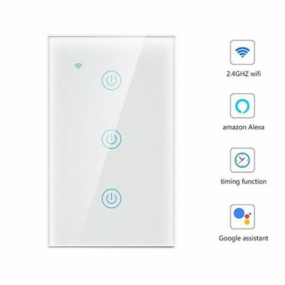Smart Wall Touch Light Switch For Alexa Google WiFi Enabled Glass Panel Voice Control 3