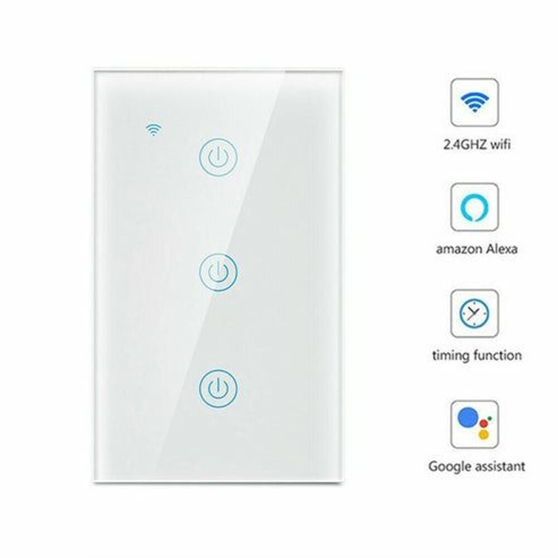 Smart Wall Touch Light Switch For Alexa Google WiFi Enabled Glass Panel Voice Control 3