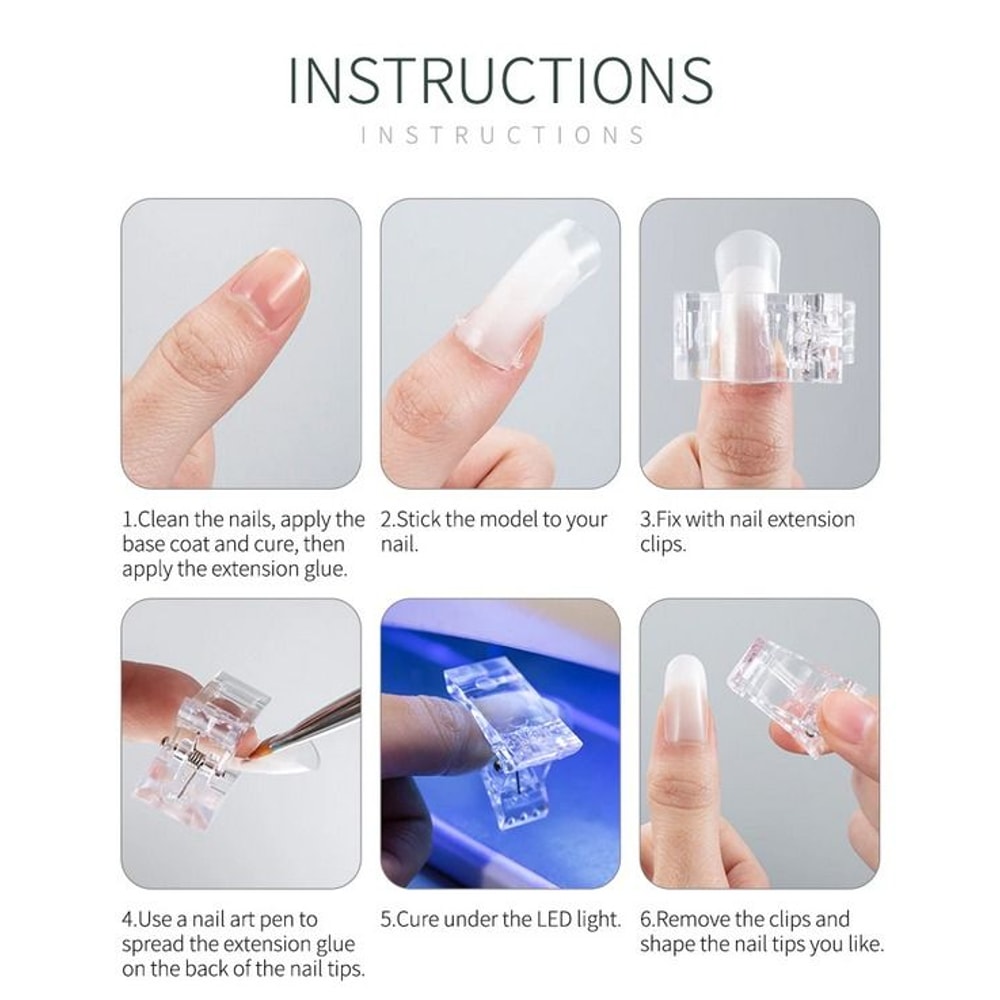 Quick Nail Tips Clip For Poly Builder Gel DIY Extension Clamp Clips For Easy Nail Art 2