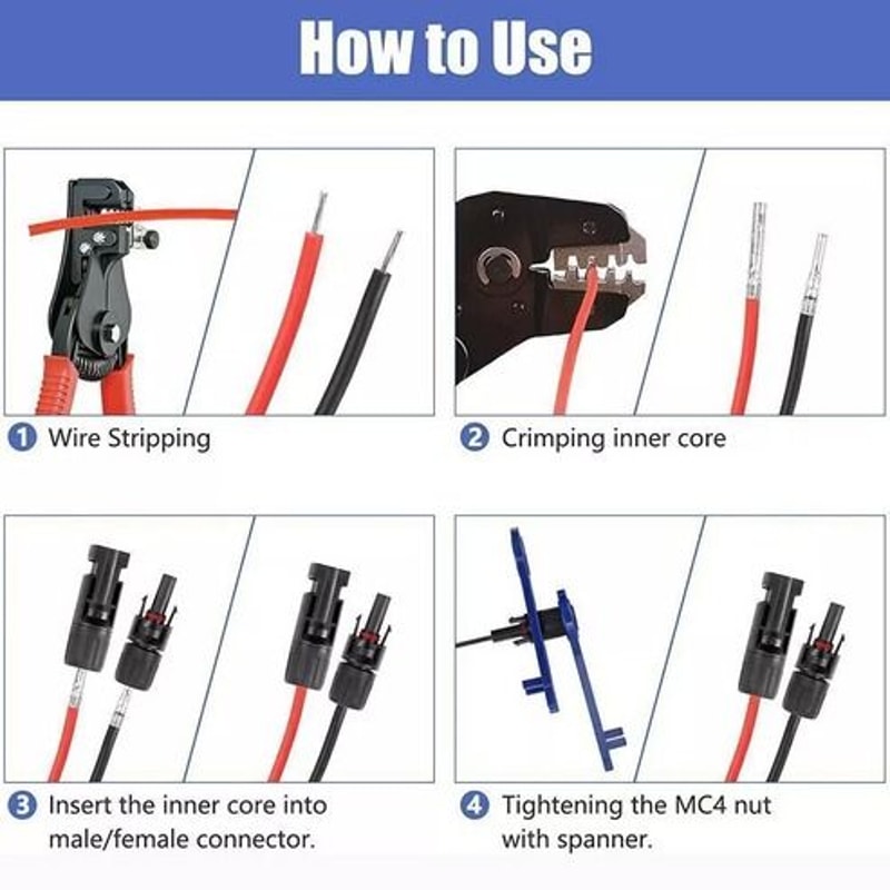 Premium Solar Cable Connectors For DIY Solar Panels Male Female Pairs Waterproof Pairs For US Syste 7