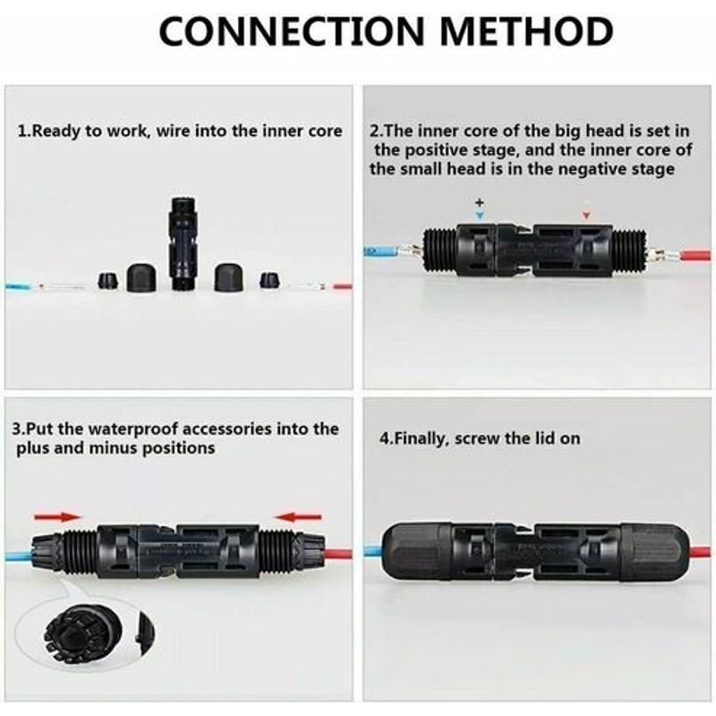 Premium Solar Cable Connectors For DIY Solar Panels Male Female Pairs Waterproof Pairs For US Syste 9