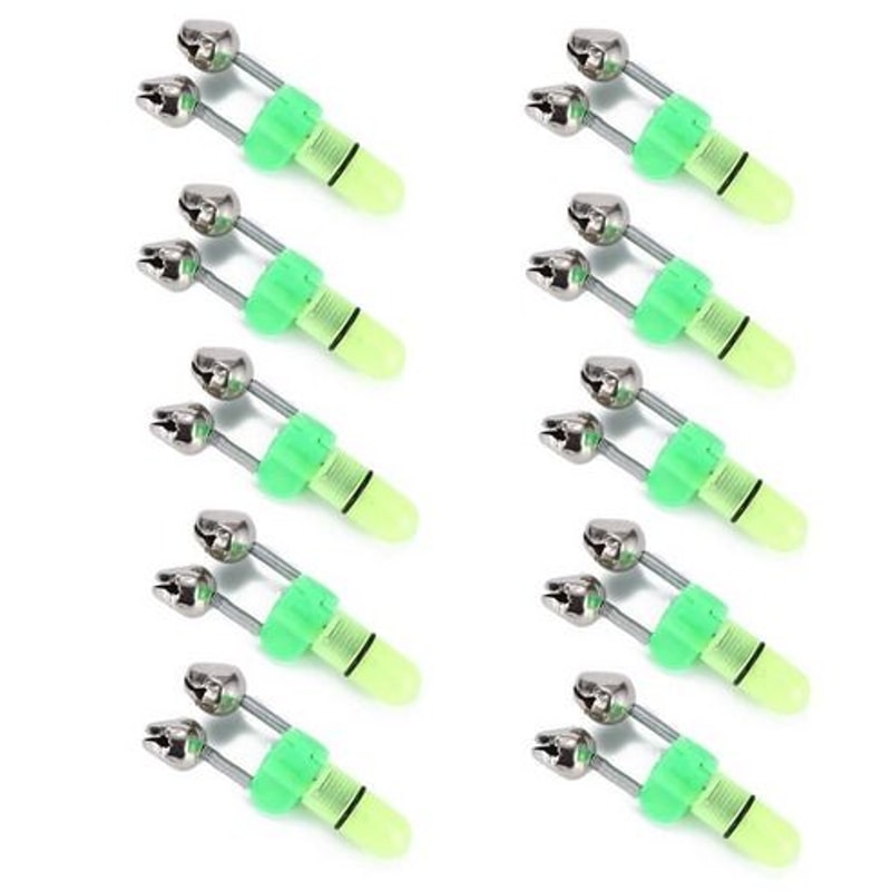 LED Night Fishing Bite Bait Alarm Bells Rod Tip Clip Alert Ring Green LED Lights For Night Fishing 1