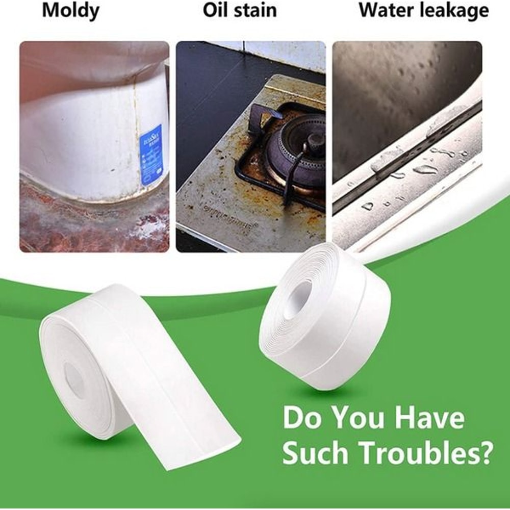 Self Adhesive PVC Caulk Sealing Strip Tape Waterproof Kitchen Sink Toilet Bathroom Sealing Solution