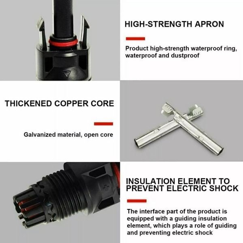 Male Female Solar Connectors For DIY Solar Panel Systems Durable Waterproof HighEfficiency 3