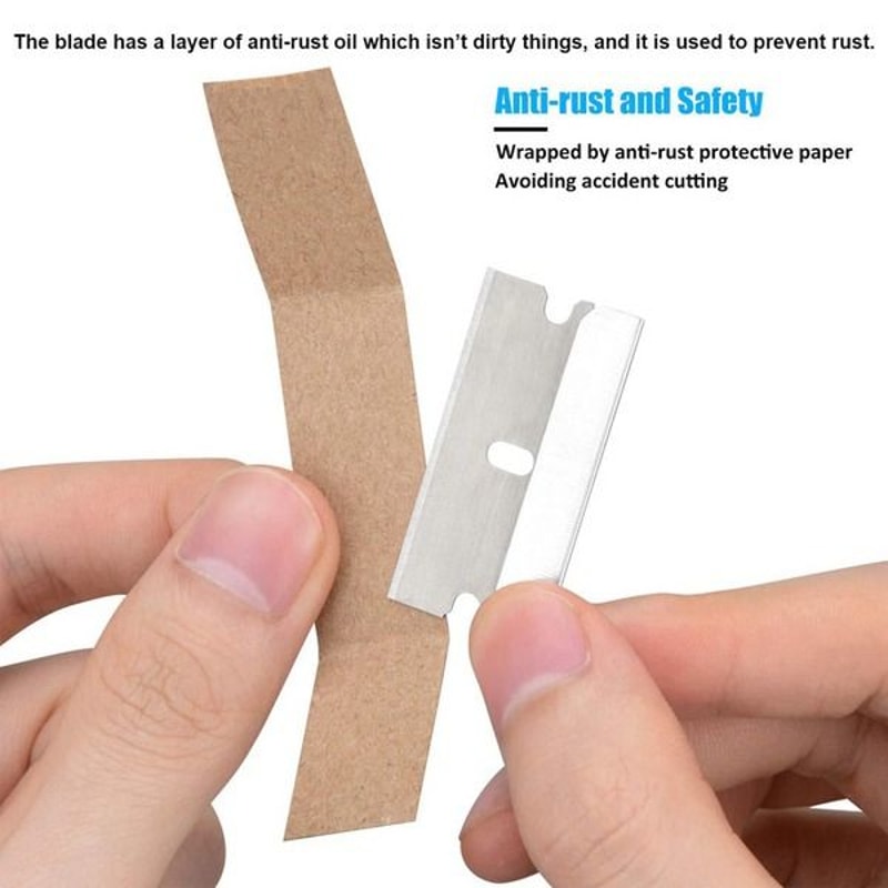 Single Edge Razor Blades 100 Pcs Extra Sharp Heat Treated Safety Knife Scrapers For Effective Paint 5