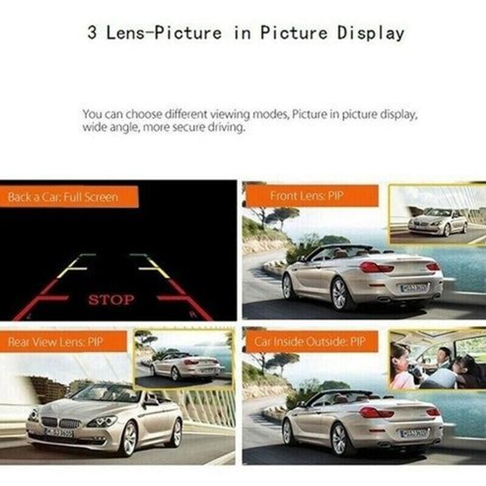 Car DVR Dual Lens HD Dash Cam Recorder Video Rearview Camera With GSensor Night Vision Motion Detec 1