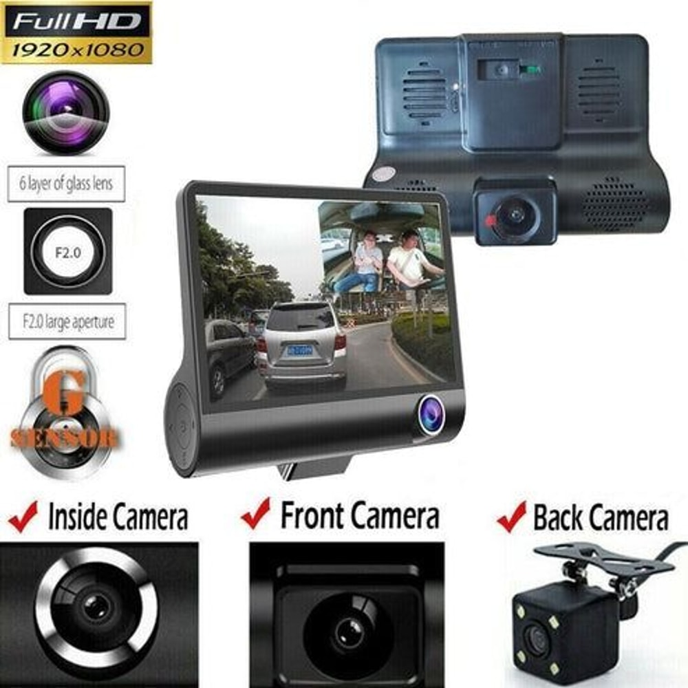 Car DVR Dual Lens HD Dash Cam Recorder Video Rearview Camera With GSensor Night Vision Motion Detec 0