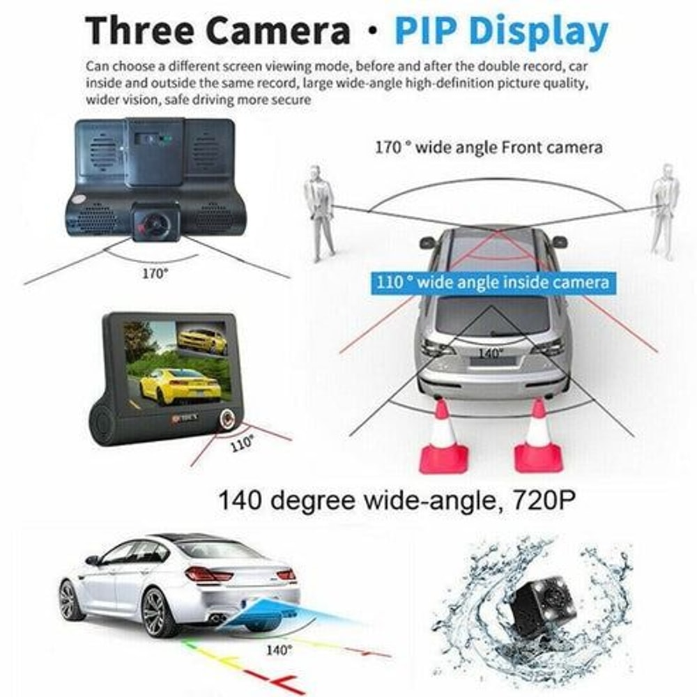 Car DVR Dual Lens HD Dash Cam Recorder Video Rearview Camera With GSensor Night Vision Motion Detec 7