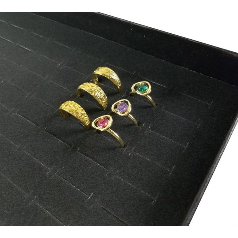 100Slot Jewelry Ring Display Organizer Tray Holder For Earrings DustProof Storage Box Velvet Lined 7