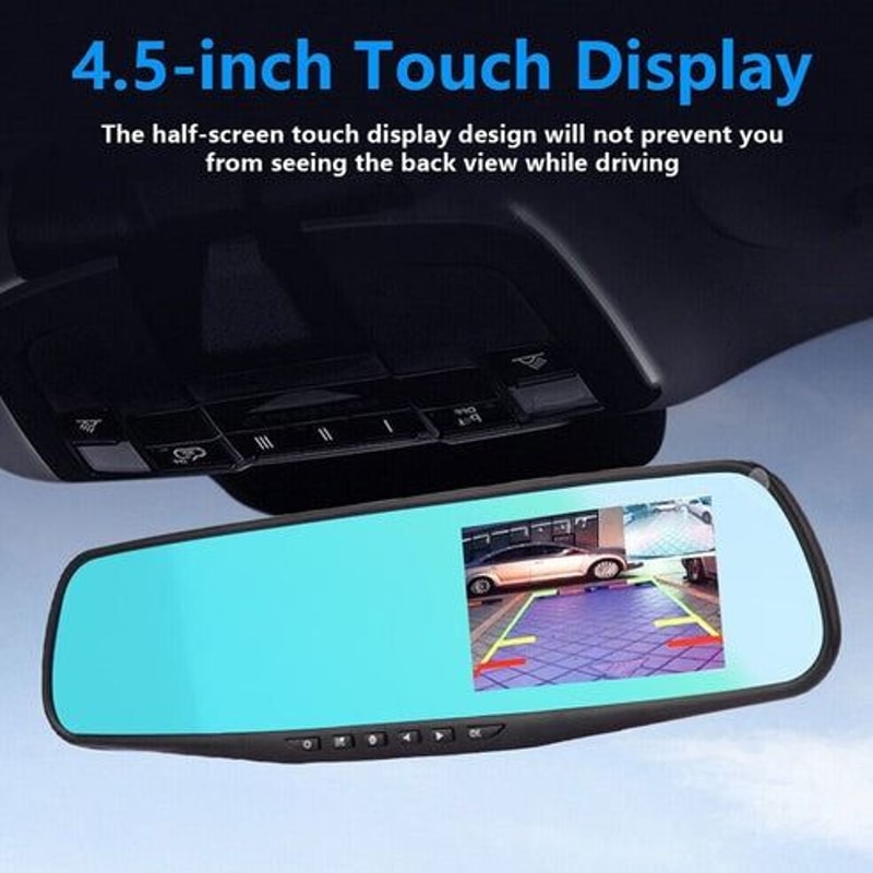HD Car DVR Dual Dash Cam Front Rear Video Recorder With Rearview Mirror Display For Complete Cover