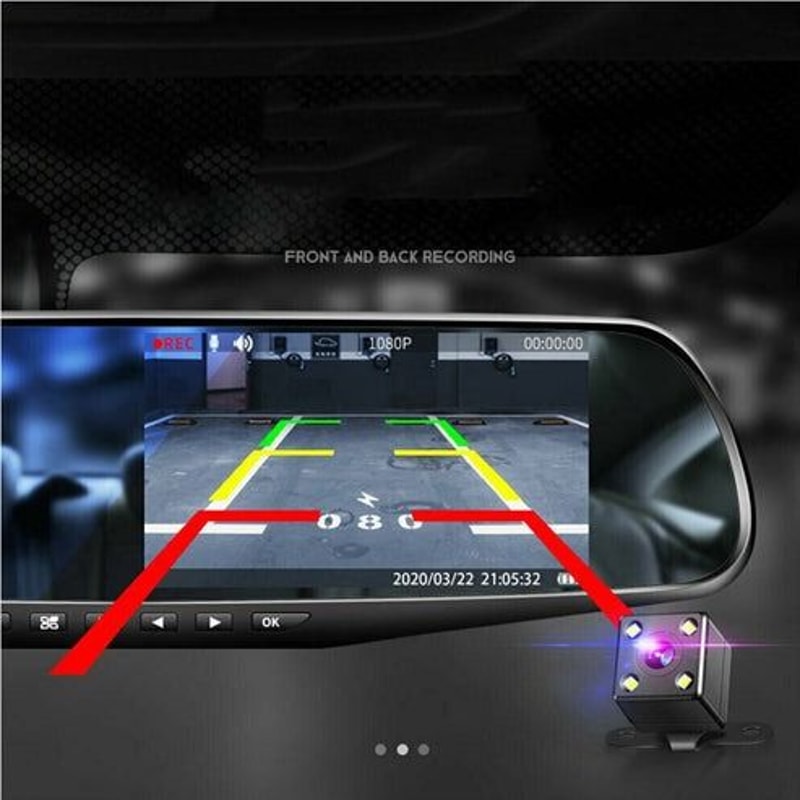 HD Car DVR Dual Dash Cam Front Rear Video Recorder With Rearview Mirror Display For Complete Cover