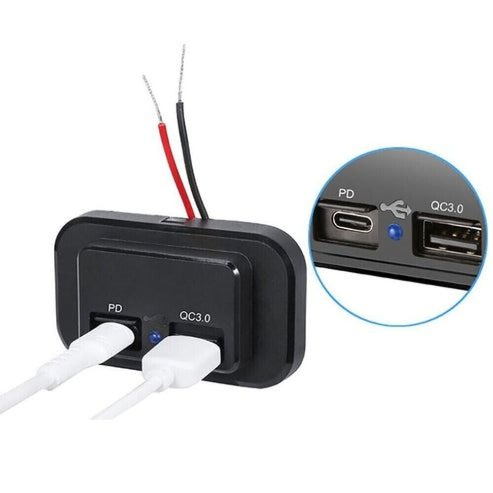 Dual USB PD QC30 Fast Charger Socket LED Power Outlet For Cars Boats RVs More 6