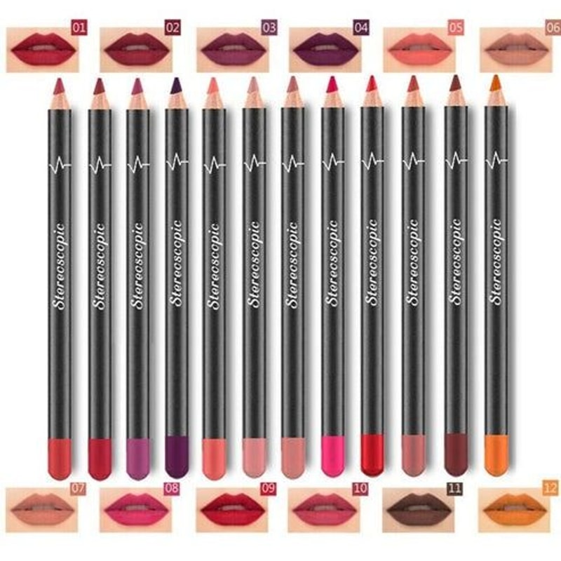 Waterproof Lip Liner Set Long Lasting Matte Lipstick Lip Pencil Lip Pen Set Smooth Texture 0