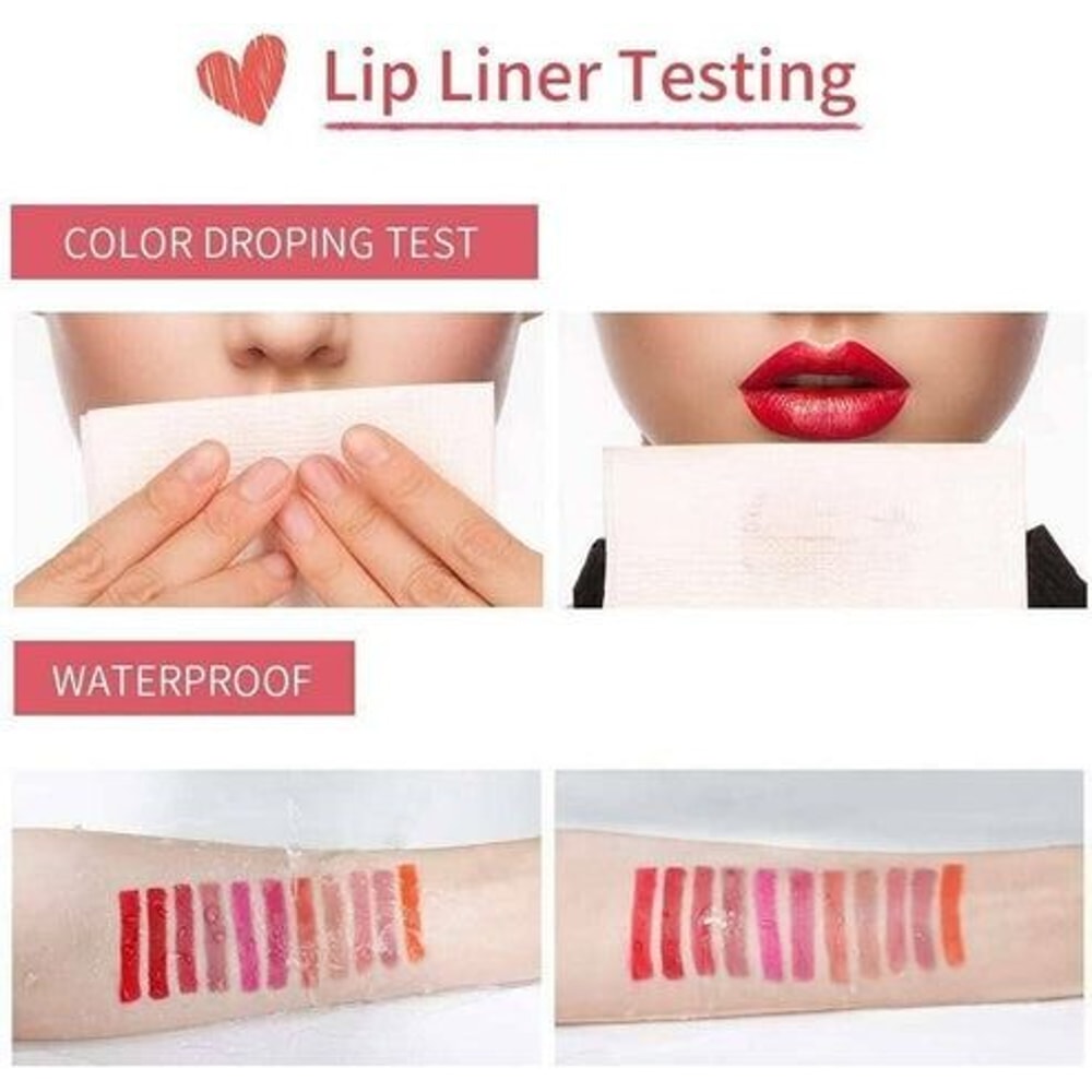 Waterproof Lip Liner Set Long Lasting Matte Lipstick Lip Pencil Lip Pen Set Smooth Texture 5