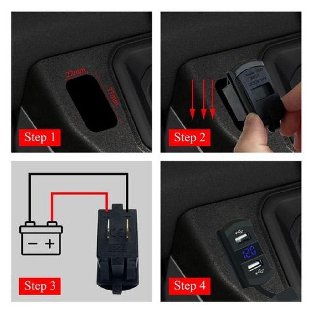 Dual USB Charger Socket LED Voltage Voltmeter Rocker Switch Panel For Vehicles And Boats 17