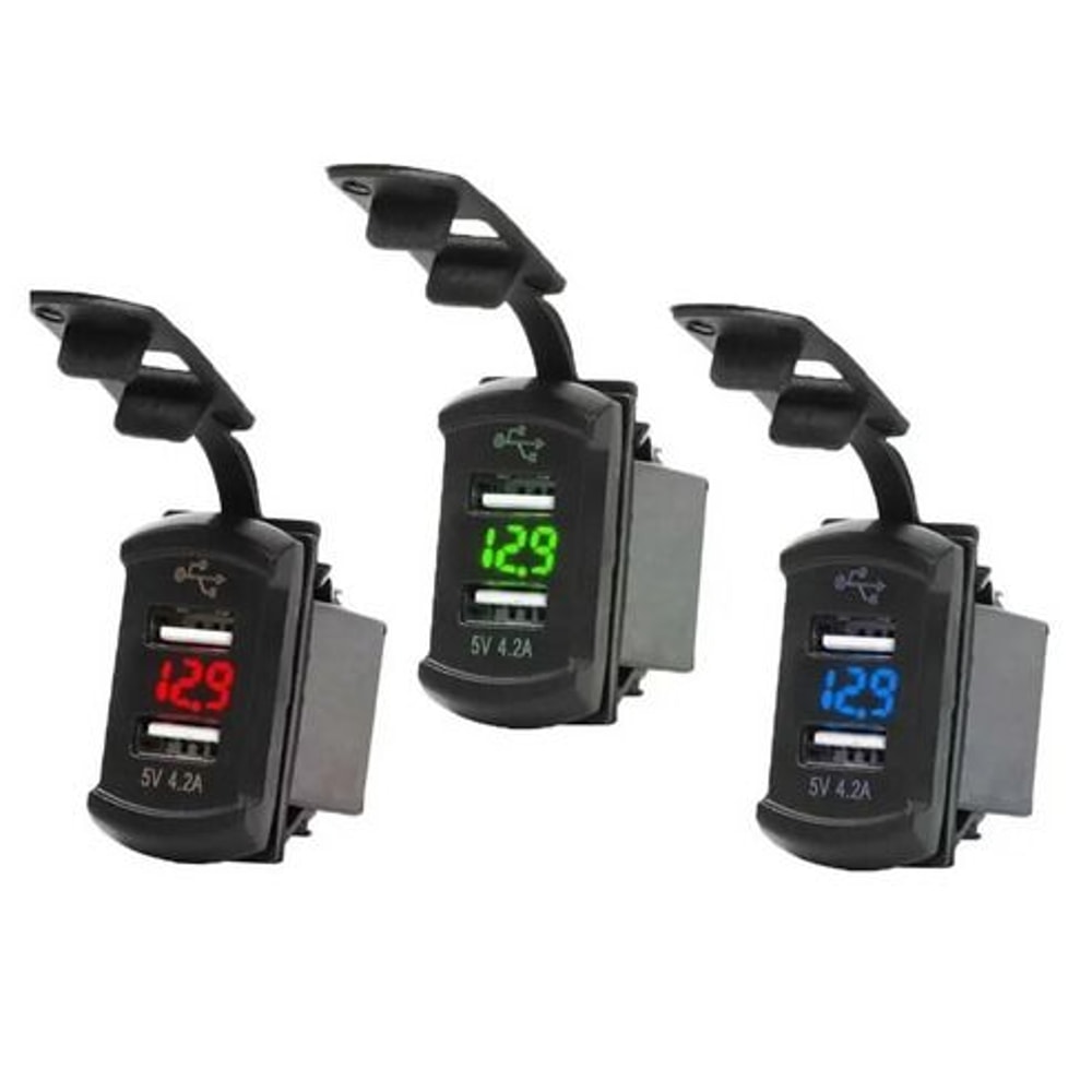 Dual USB Charger Socket LED Voltage Voltmeter Rocker Switch Panel For Vehicles And Boats 0