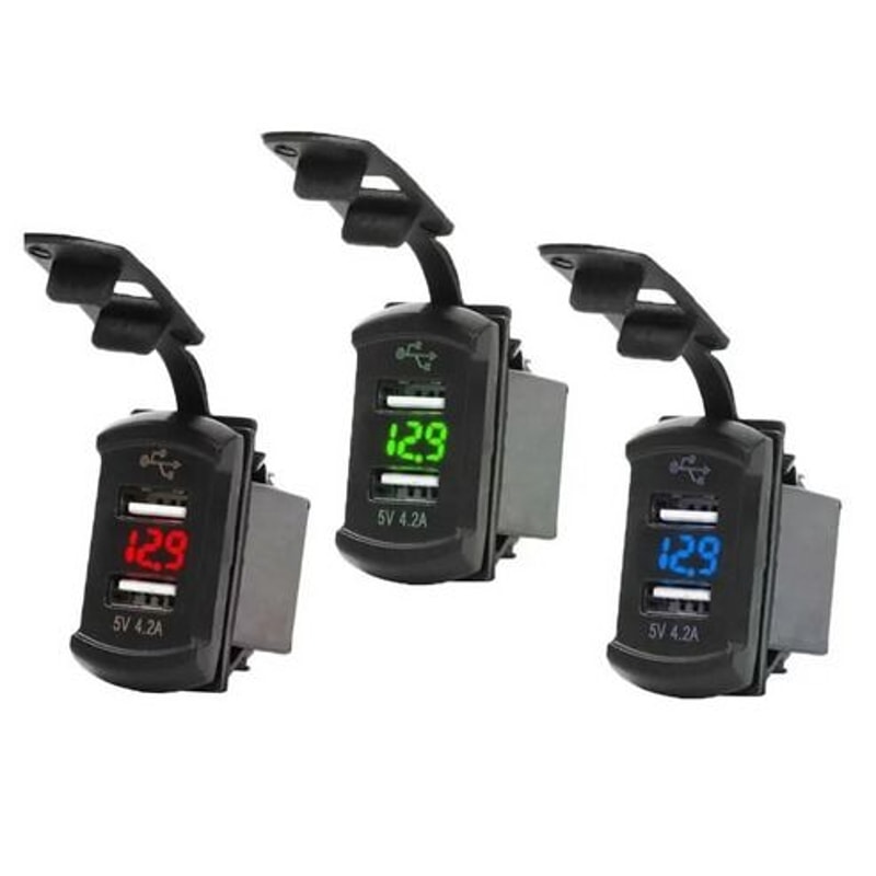 Dual USB Charger Socket LED Voltage Voltmeter Rocker Switch Panel For Vehicles And Boats 0