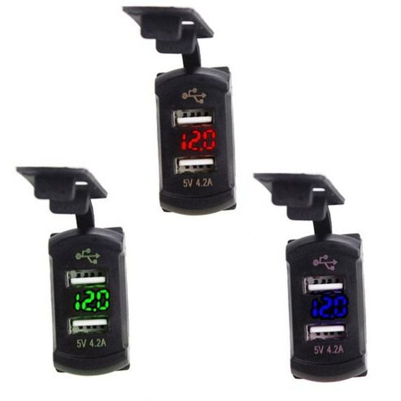 Dual USB Charger Socket LED Voltage Voltmeter Rocker Switch Panel For Vehicles And Boats 4