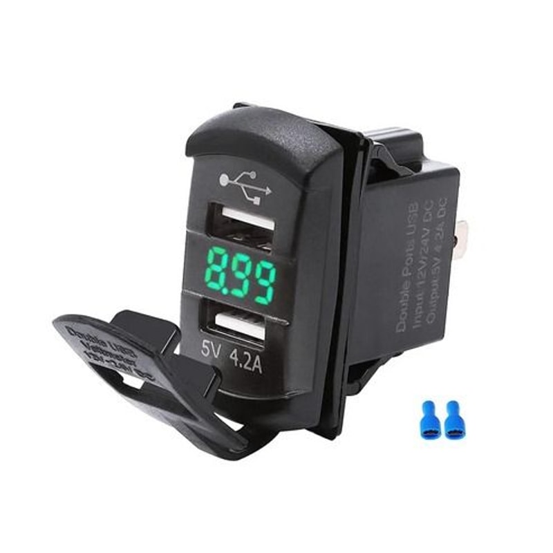Dual USB Charger Socket LED Voltage Voltmeter Rocker Switch Panel For Vehicles And Boats 3