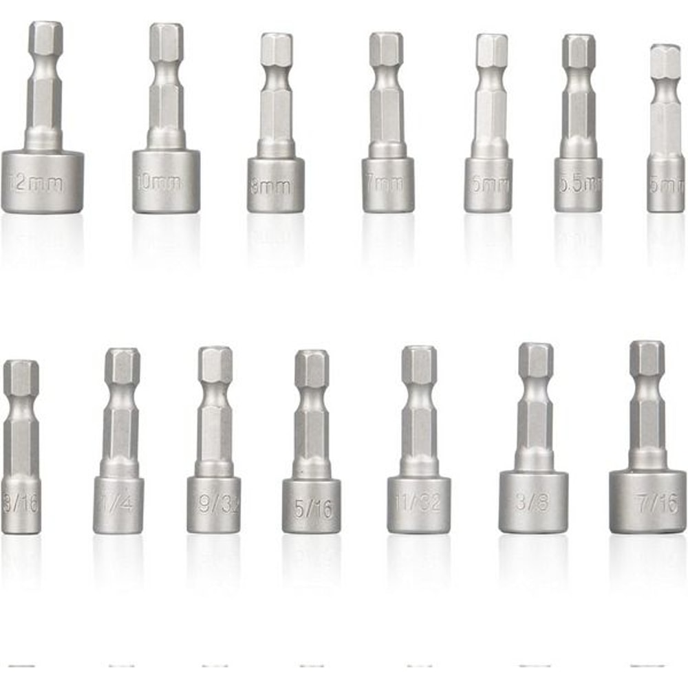 Quick Change Power Nut Driver Bit Set MM SAE Impact Hex Shank Hex Tool Kit For Home Repairs 6