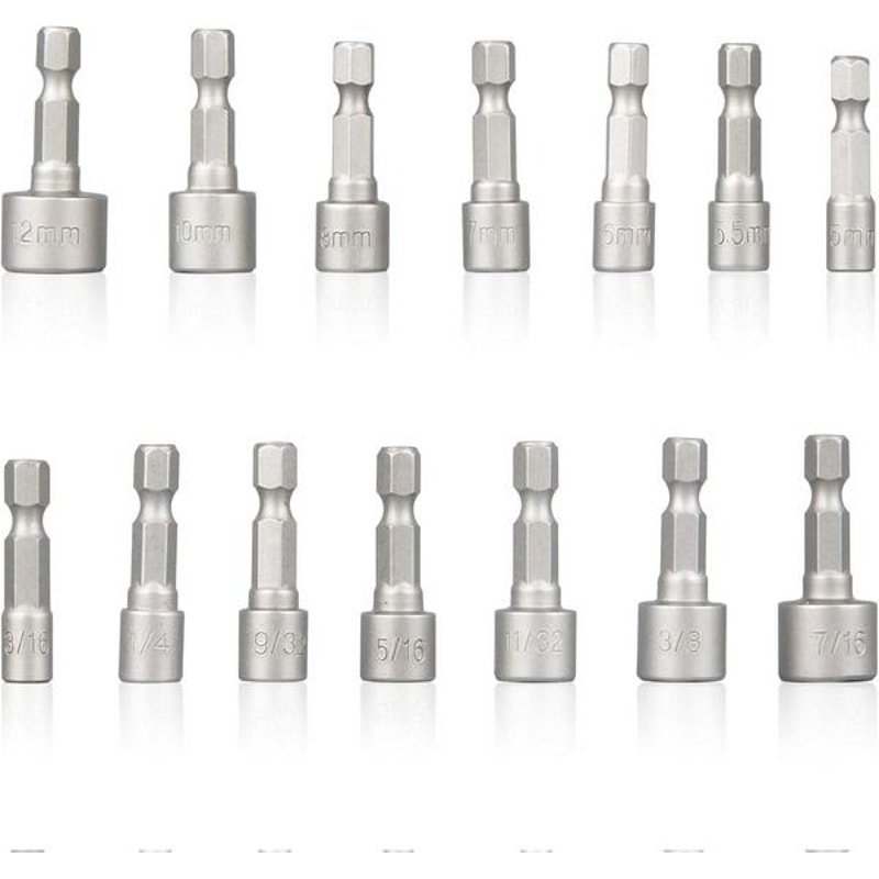 Quick Change Power Nut Driver Bit Set MM SAE Impact Hex Shank Hex Tool Kit For Home Repairs 6