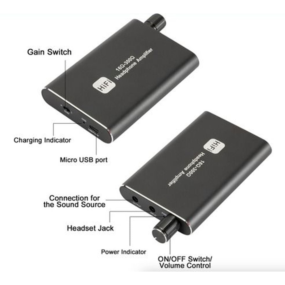 Portable HIFI Headphone Amplifier Earphone AMP With Audio USB Cable For Ultimate Listening 10