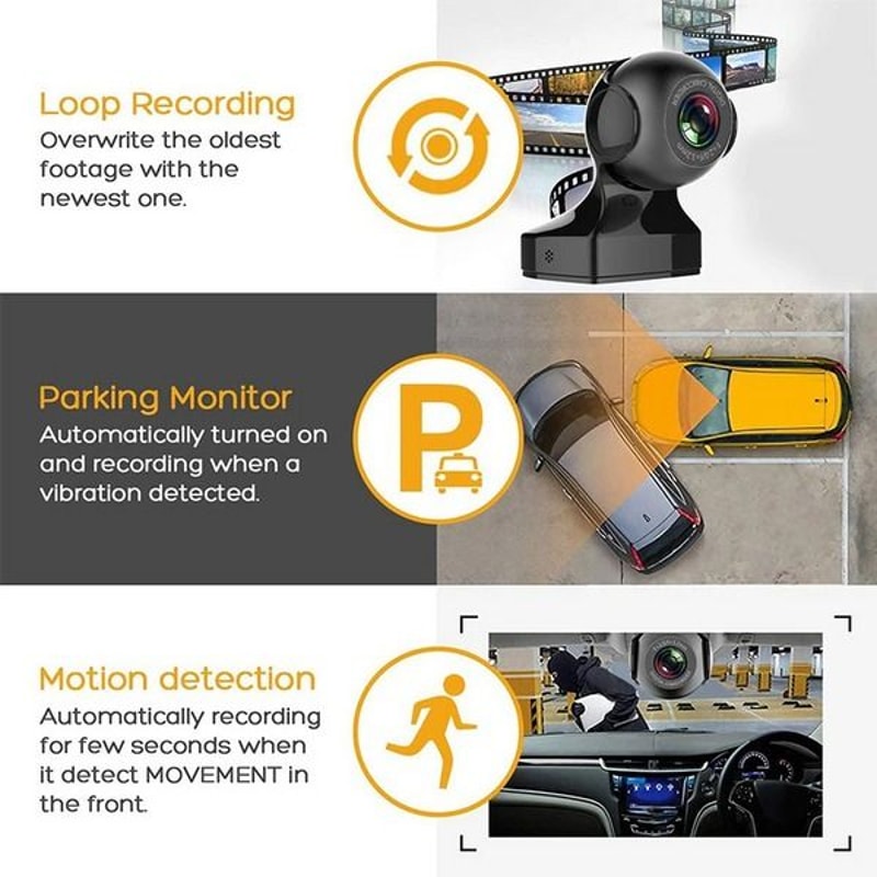 Car Camera HD WiFi Dash Cam Recorder Vehicle Video Car DVR GSensor Easy Install 3