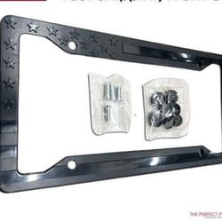 american flag license plate frame, black abs holder, perfect car tag decal for trucks and suvs