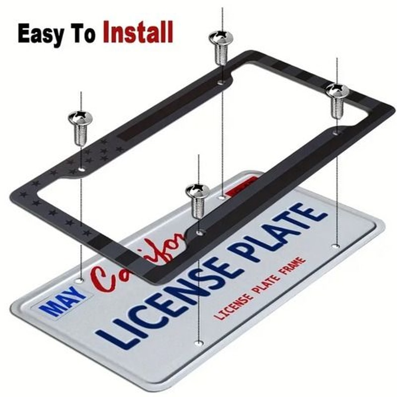 American Flag License Plate Frame Black ABS Holder Perfect Car Tag Decal For Trucks And SUVs 2