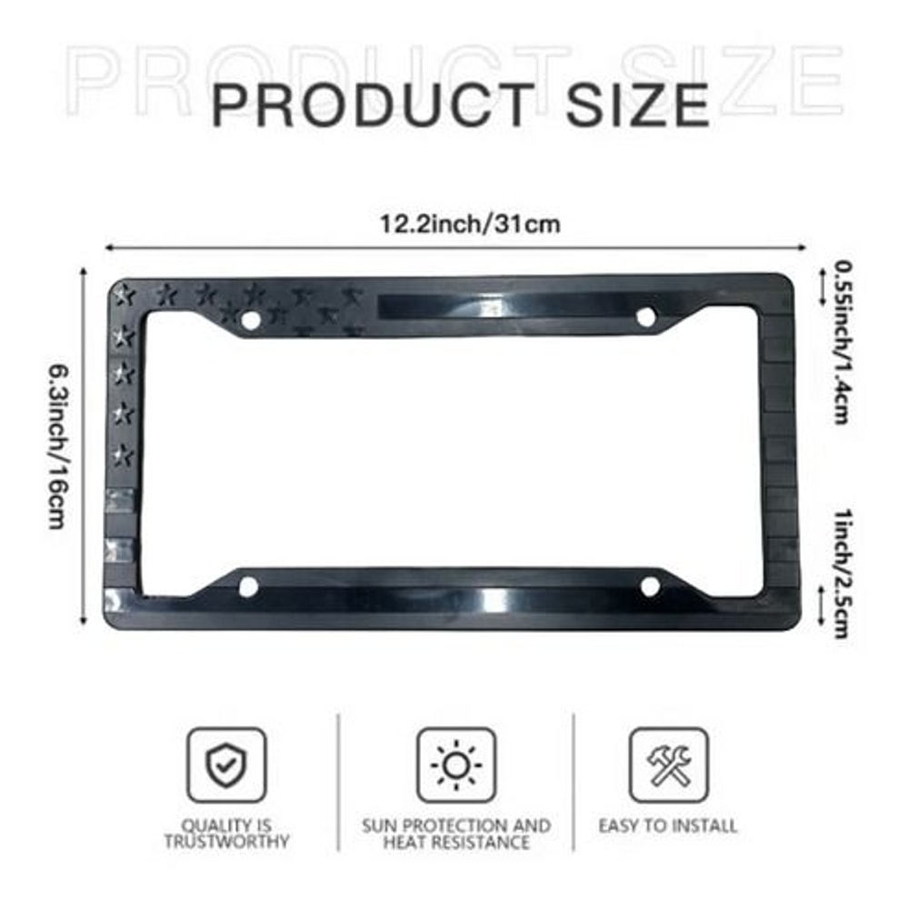 American Flag License Plate Frame Black ABS Holder Perfect Car Tag Decal For Trucks And SUVs 7