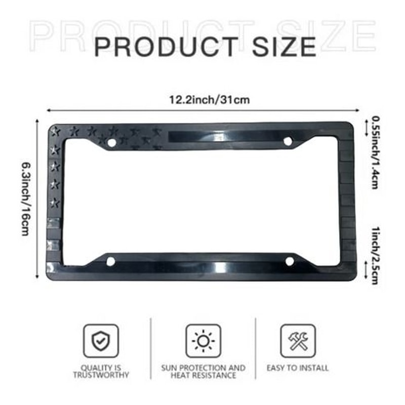 American Flag License Plate Frame Black ABS Holder Perfect Car Tag Decal For Trucks And SUVs 7