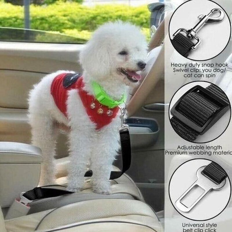 Adjustable Cat Dog Pet Safety Seatbelt Car Vehicle Seat Belt Harness Lead TangleFree Durable Design 4