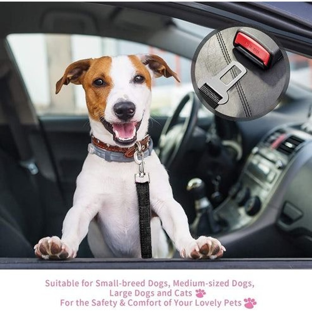 Adjustable Cat Dog Pet Safety Seatbelt Car Vehicle Seat Belt Harness Lead TangleFree Durable Design 7