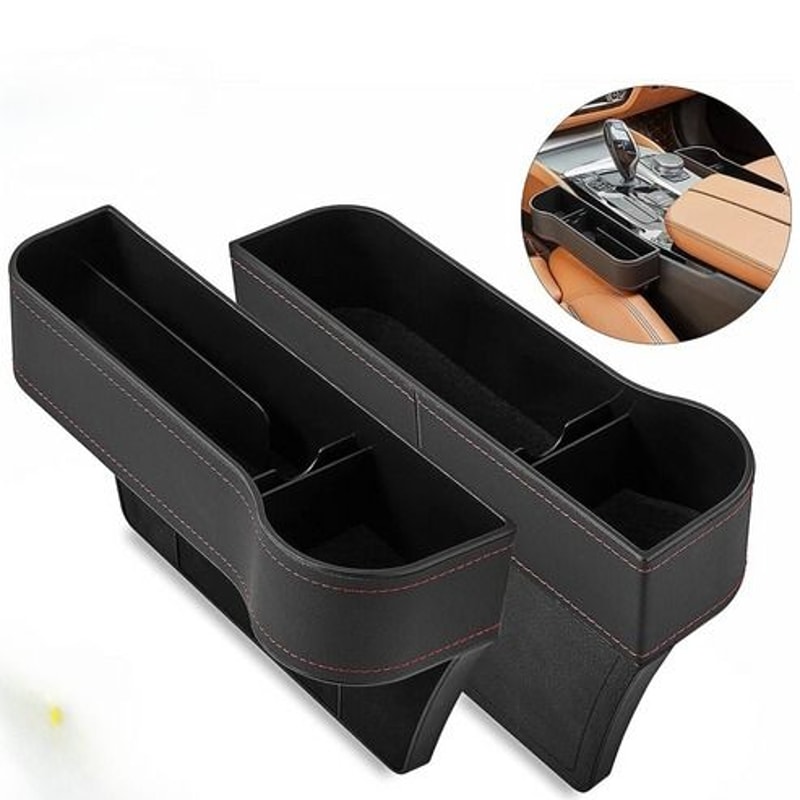 Auto Car Seat Gap Catcher Organizer With Storage Box Pocket Cup Holder Side Waterproof PU Leather S 9