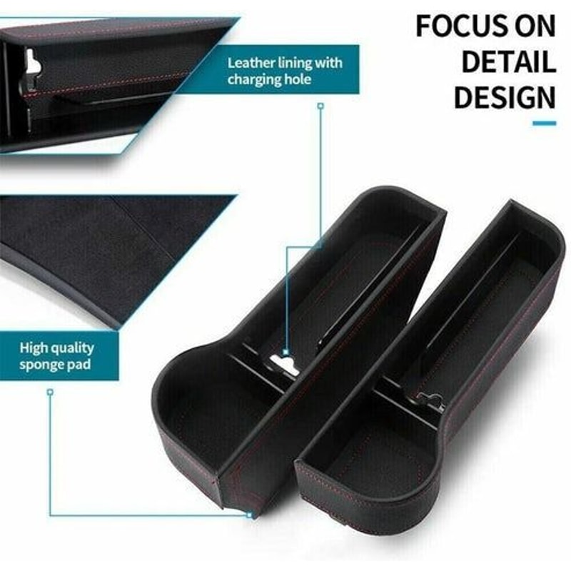 Auto Car Seat Gap Catcher Organizer With Storage Box Pocket Cup Holder Side Waterproof PU Leather S 4