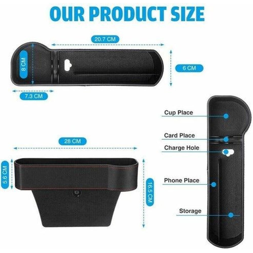 Auto Car Seat Gap Catcher Organizer With Storage Box Pocket Cup Holder Side Waterproof PU Leather S 5